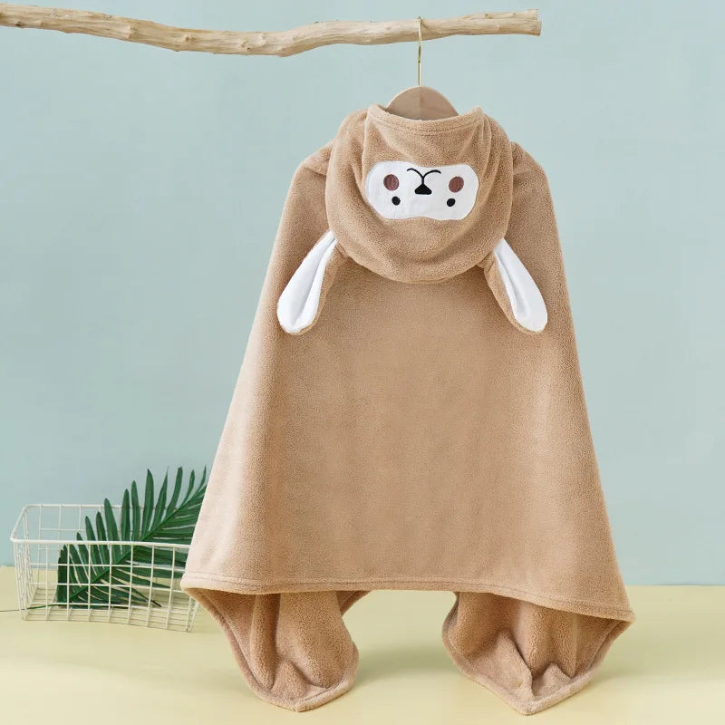 "PopCozy Kids: Toalla de Baño con Capucha de Suave Polar, con Diseños de Dibujos Animados para Bebés y Niños, Ideal para la Playa o Después del Baño."