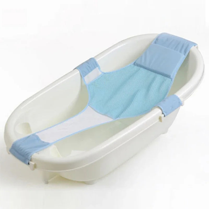 "SeguroSplash: Red de Baño para Bebés con Asiento Ajustable en Forma de Cruz, Brinda Seguridad y Apoyo durante el Baño Infantil.