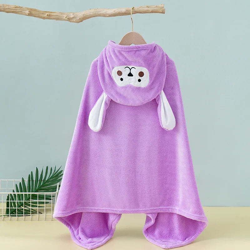 "PopCozy Kids: Toalla de Baño con Capucha de Suave Polar, con Diseños de Dibujos Animados para Bebés y Niños, Ideal para la Playa o Después del Baño."