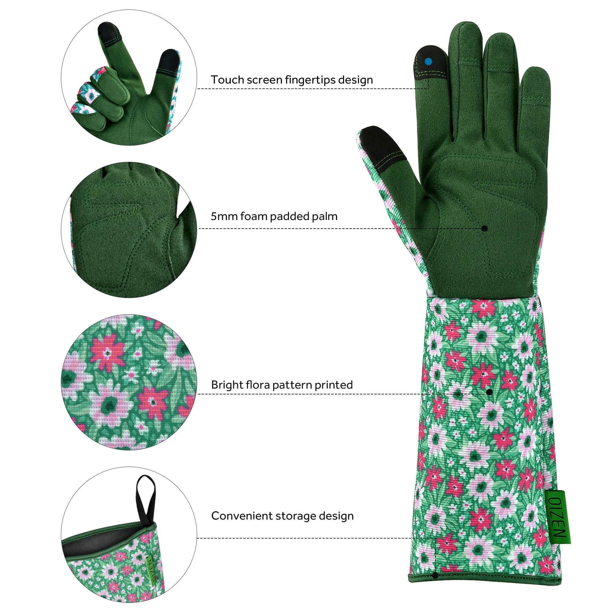 1 Par de guantes de jardinería para mujeres, resistentes a las espinas, con mangas largas para trabajar en el jardín, ya sea para desmalezar, cavar o plantar. Guantes transpirables con capacidad táctil.