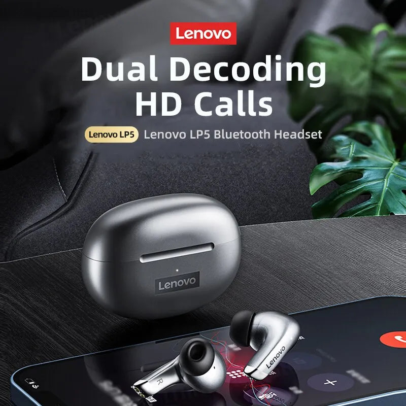 "Lenovo Harmony LP5: Auriculares Inalámbricos Bluetooth Originales, HiFi, Deportivos e Impermeables con Micrófono Integrado"