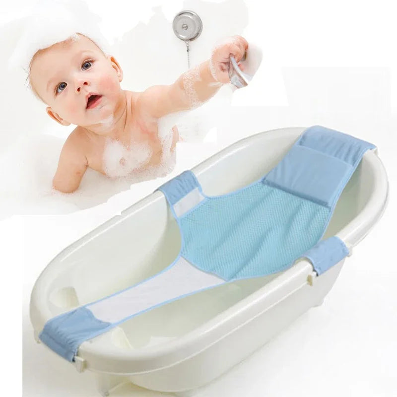 "SeguroSplash: Red de Baño para Bebés con Asiento Ajustable en Forma de Cruz, Brinda Seguridad y Apoyo durante el Baño Infantil.