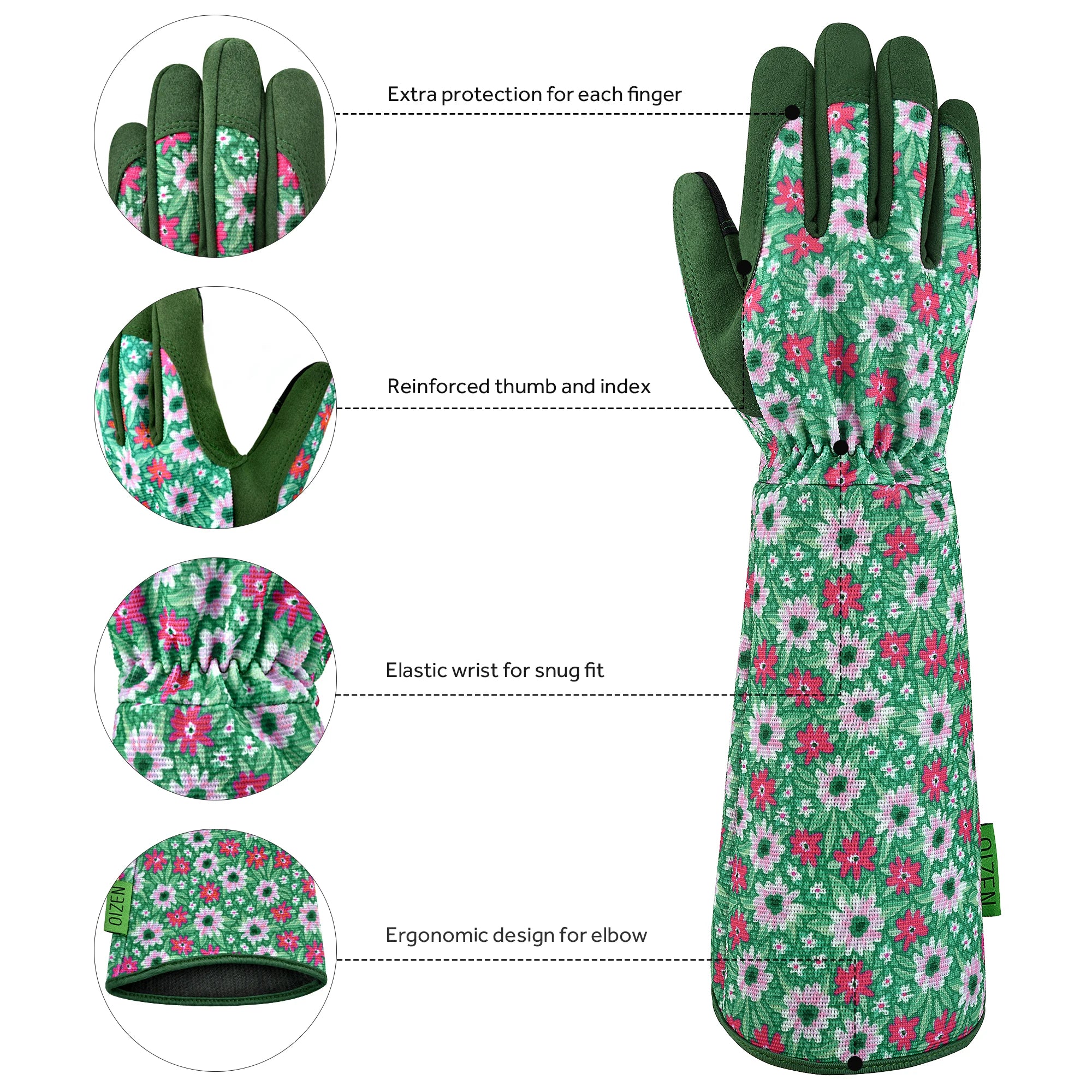 1 Par de guantes de jardinería para mujeres, resistentes a las espinas, con mangas largas para trabajar en el jardín, ya sea para desmalezar, cavar o plantar. Guantes transpirables con capacidad táctil.