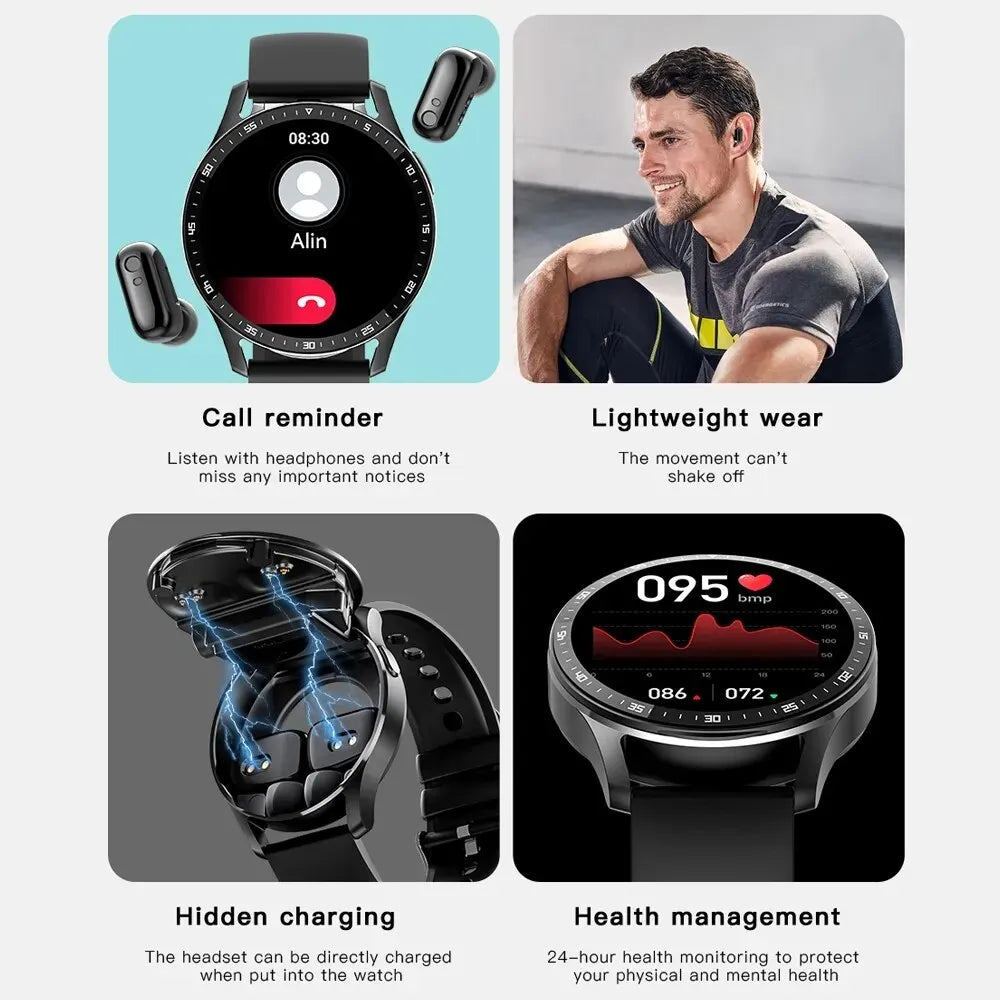 "ActiveFusion Pro: Reloj Inteligente y Auriculares Deportivos 2 en 1, Conexión Inalámbrica Dual Bluetooth para un Estilo de Vida Dinámico"